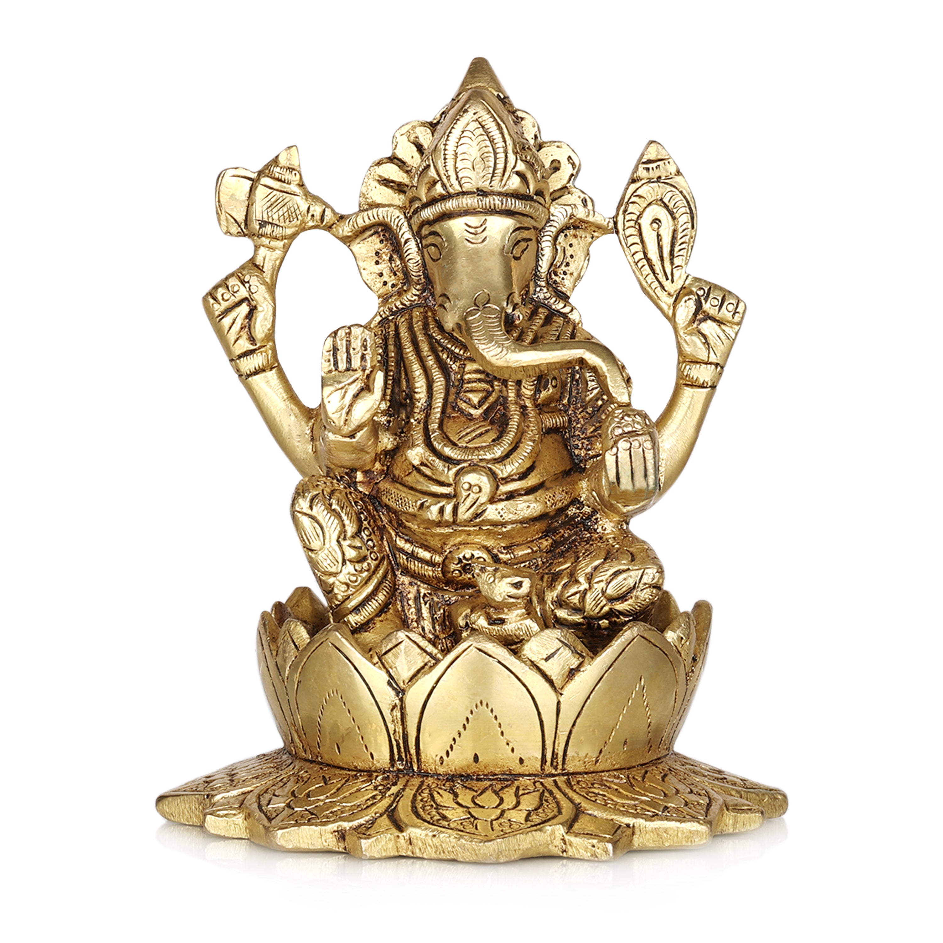 Lord Ganesha in Lotus Flower Idol