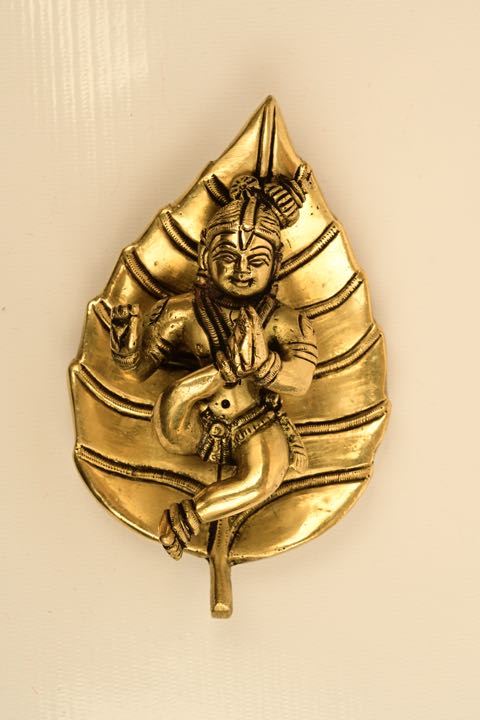 Baby Krishna in leaf (wall hanging type)