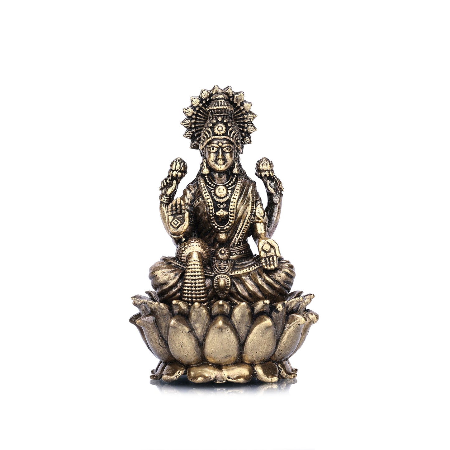 goddess dhanalakshmi on lotus brass idol