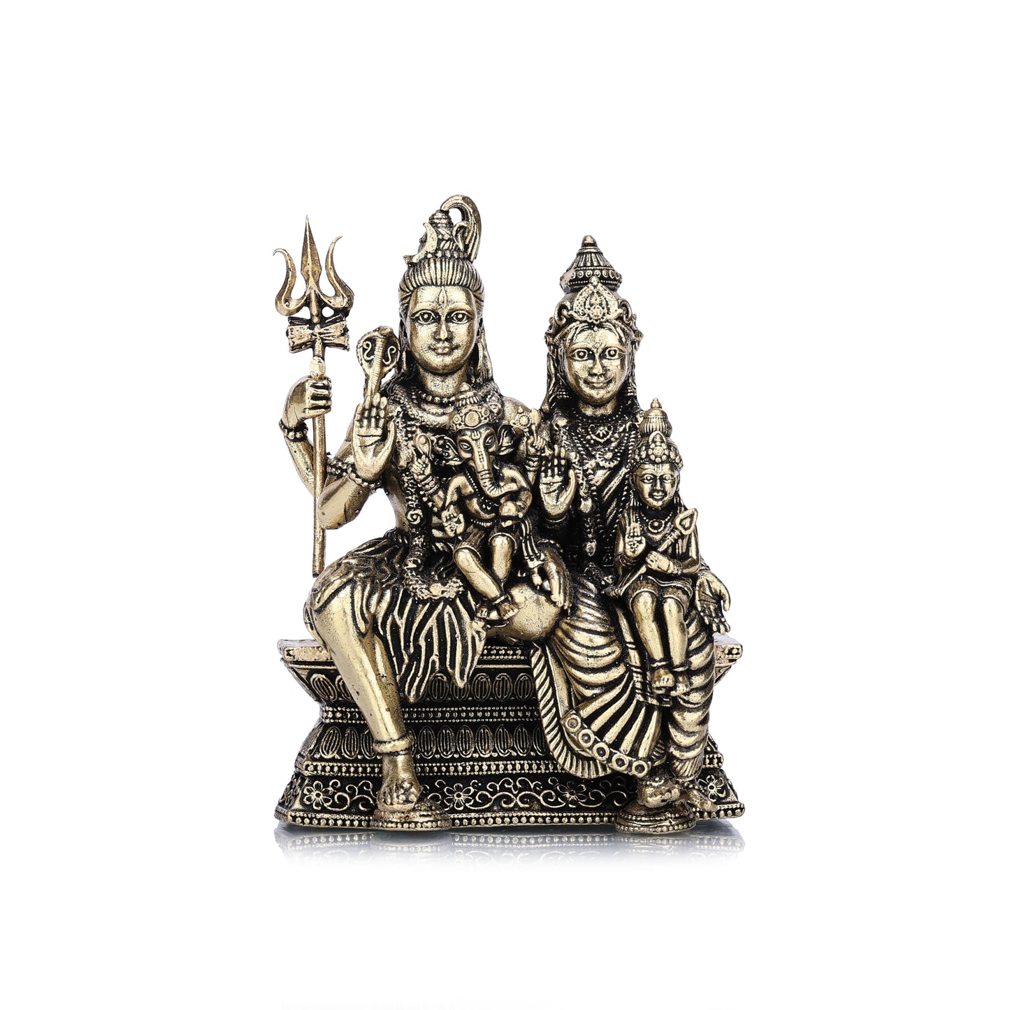 shiva and parvati parivar brass idol