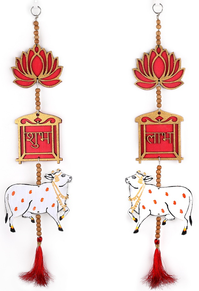 Shubh Labh with Cow Wall Hanger medium