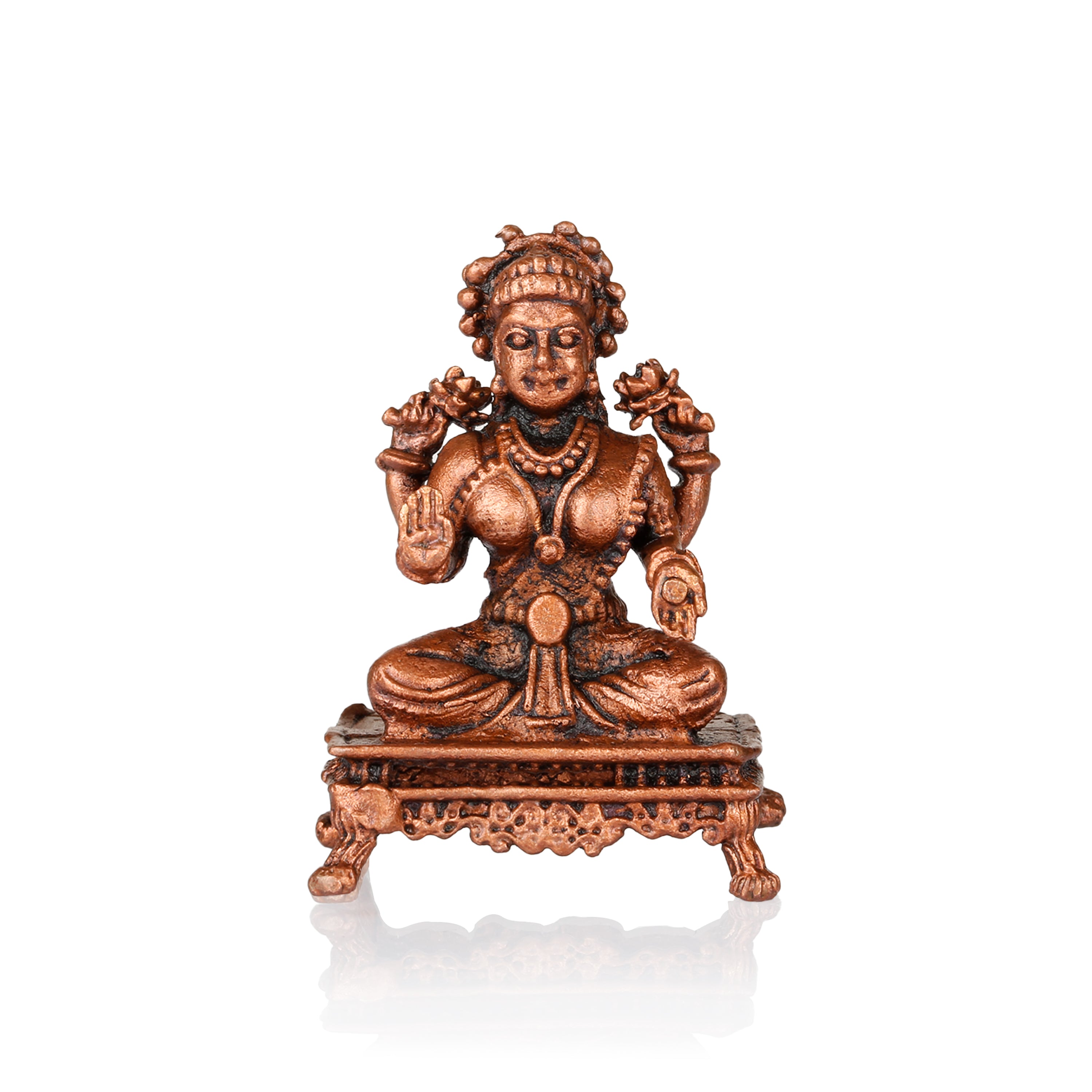 Goddess Lakshmi on Peeta Copper Idol