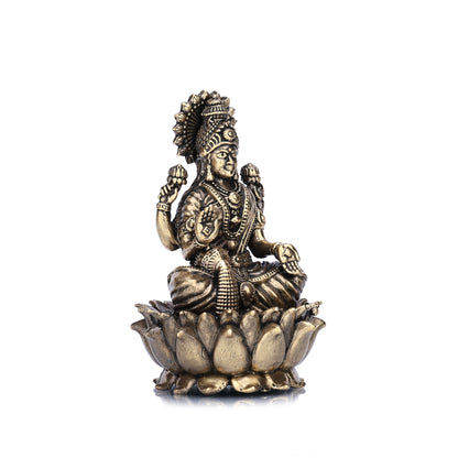 Goddess Dhanalakshmi on Lotus Brass Idol