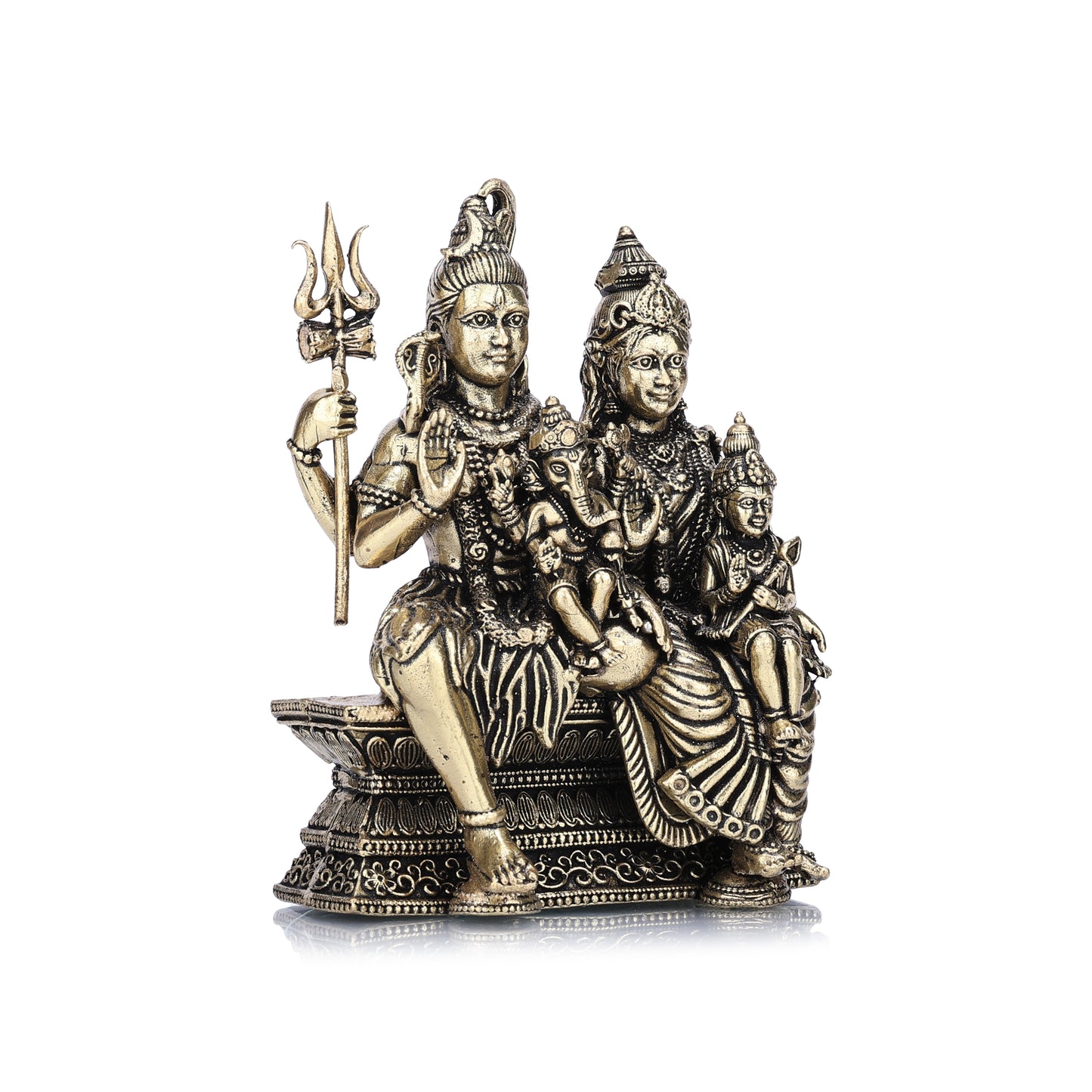 shiva and parvati parivar brass idol