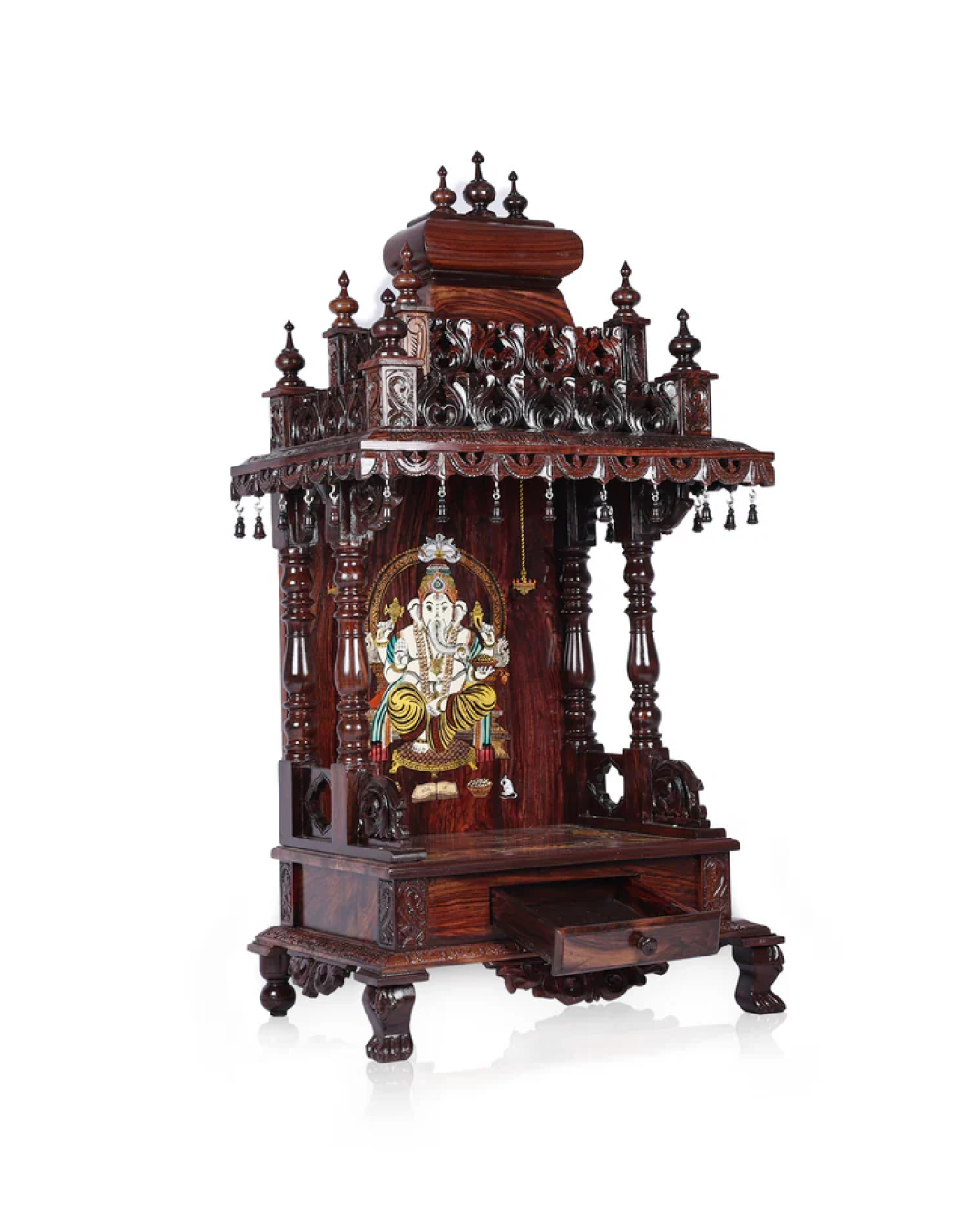 chetana rosewood temple with ganesha inlayed with tray