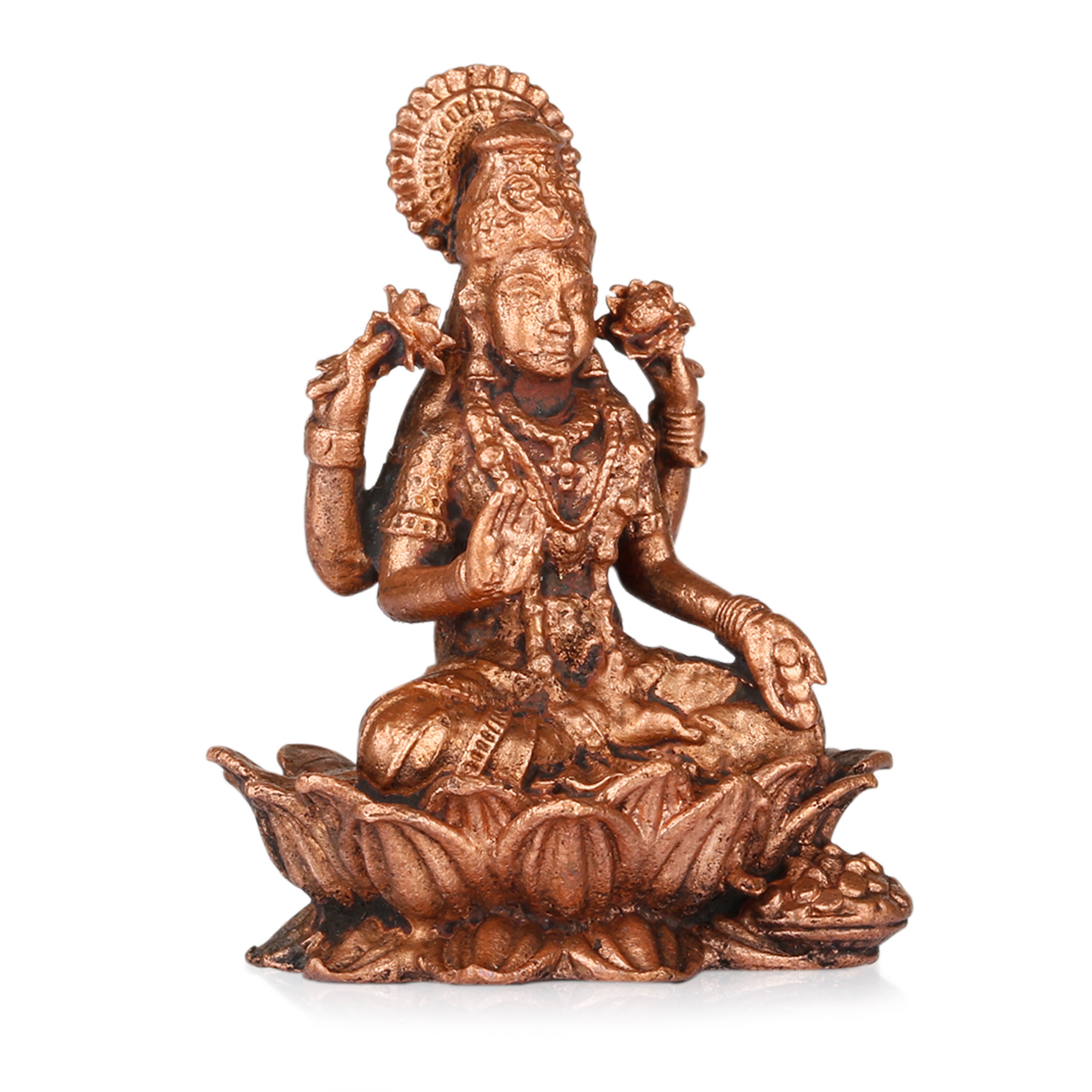 Goddess Dhanalakshmi Copper Idol