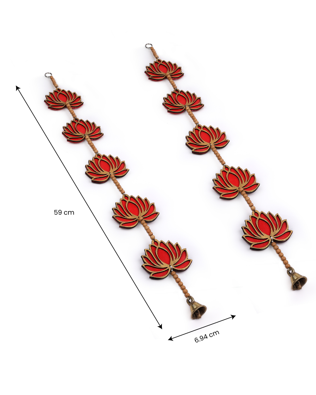 5 lotus door décor with brass bell