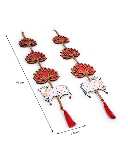3 Lotus and Cow Wall Décor