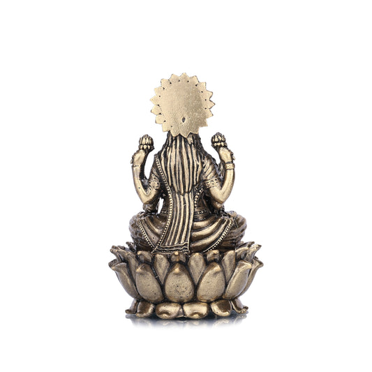 Goddess Dhanalakshmi on Lotus Brass Idol