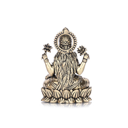 Goddess Lakshmi on Lotus Brass Idol - 3 Inch