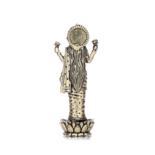 Goddess Lakshmi Standing on Lotus Brass Idol