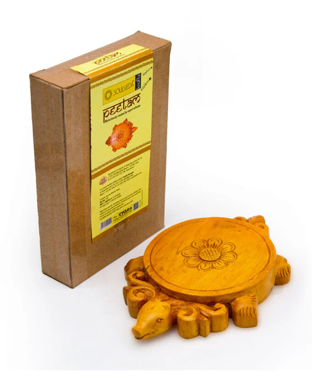 handmade jackfruit wood koorma asana or koorma peeta