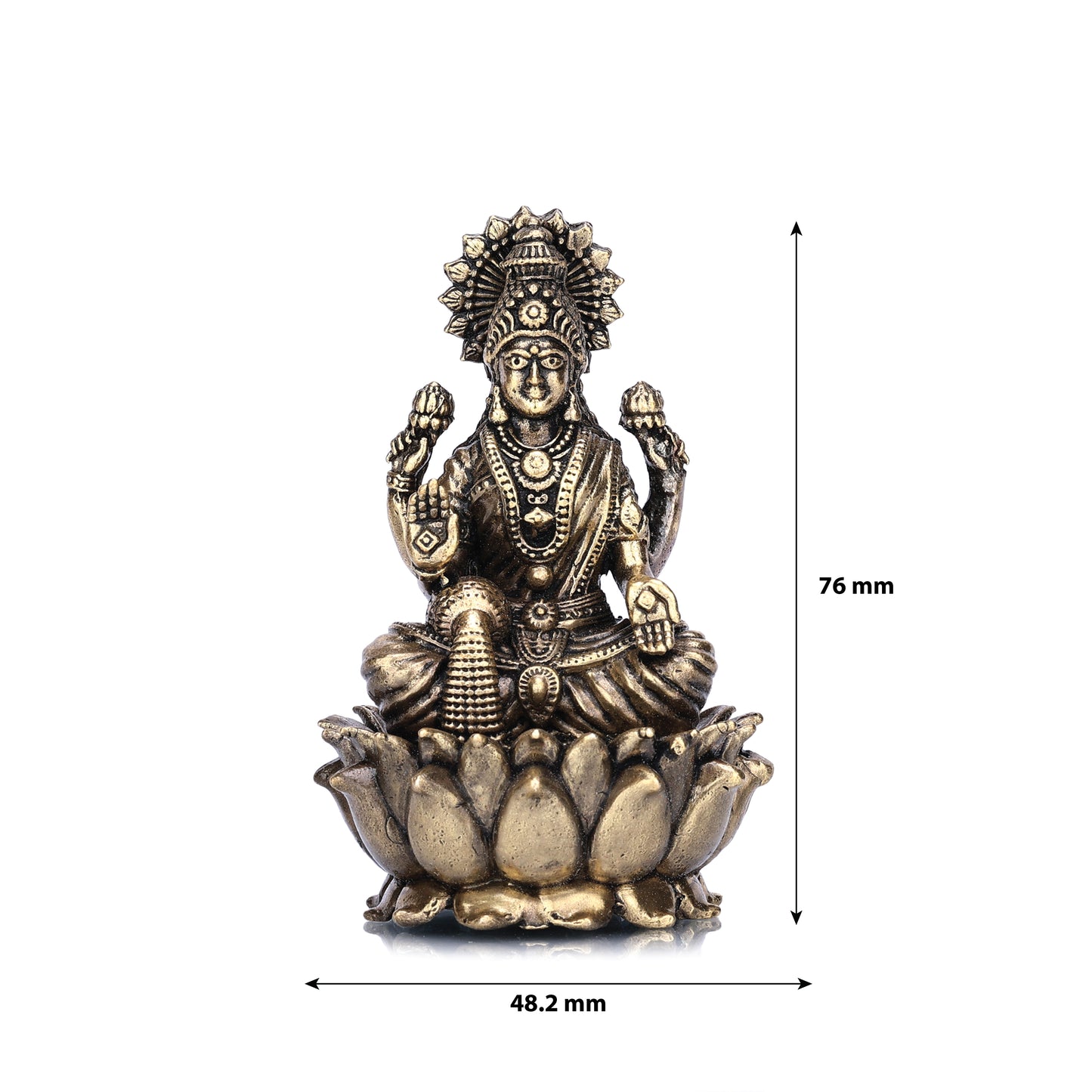 goddess dhanalakshmi on lotus brass idol