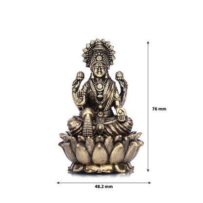 Goddess Dhanalakshmi on Lotus Brass Idol
