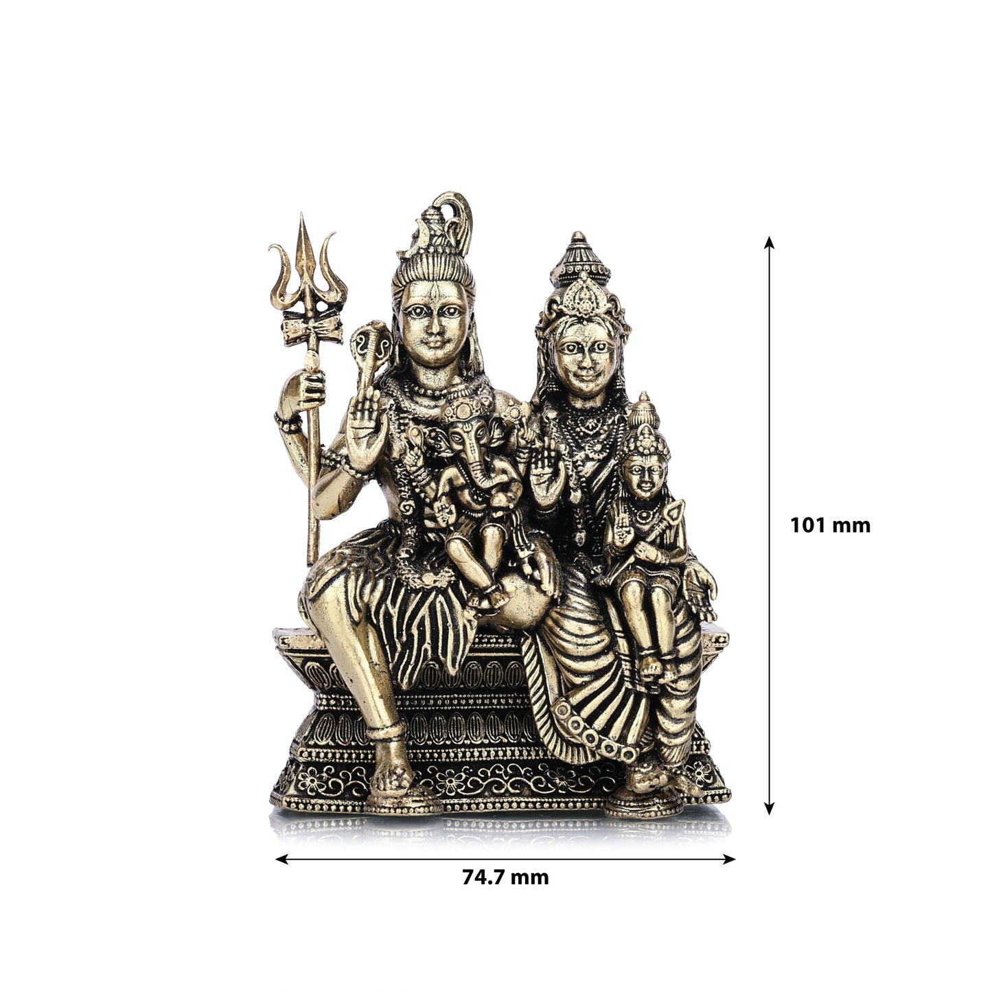 shiva and parvati parivar brass idol