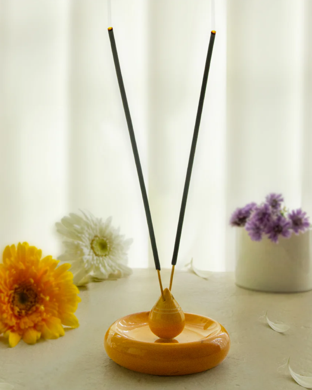 caramel round incense holder