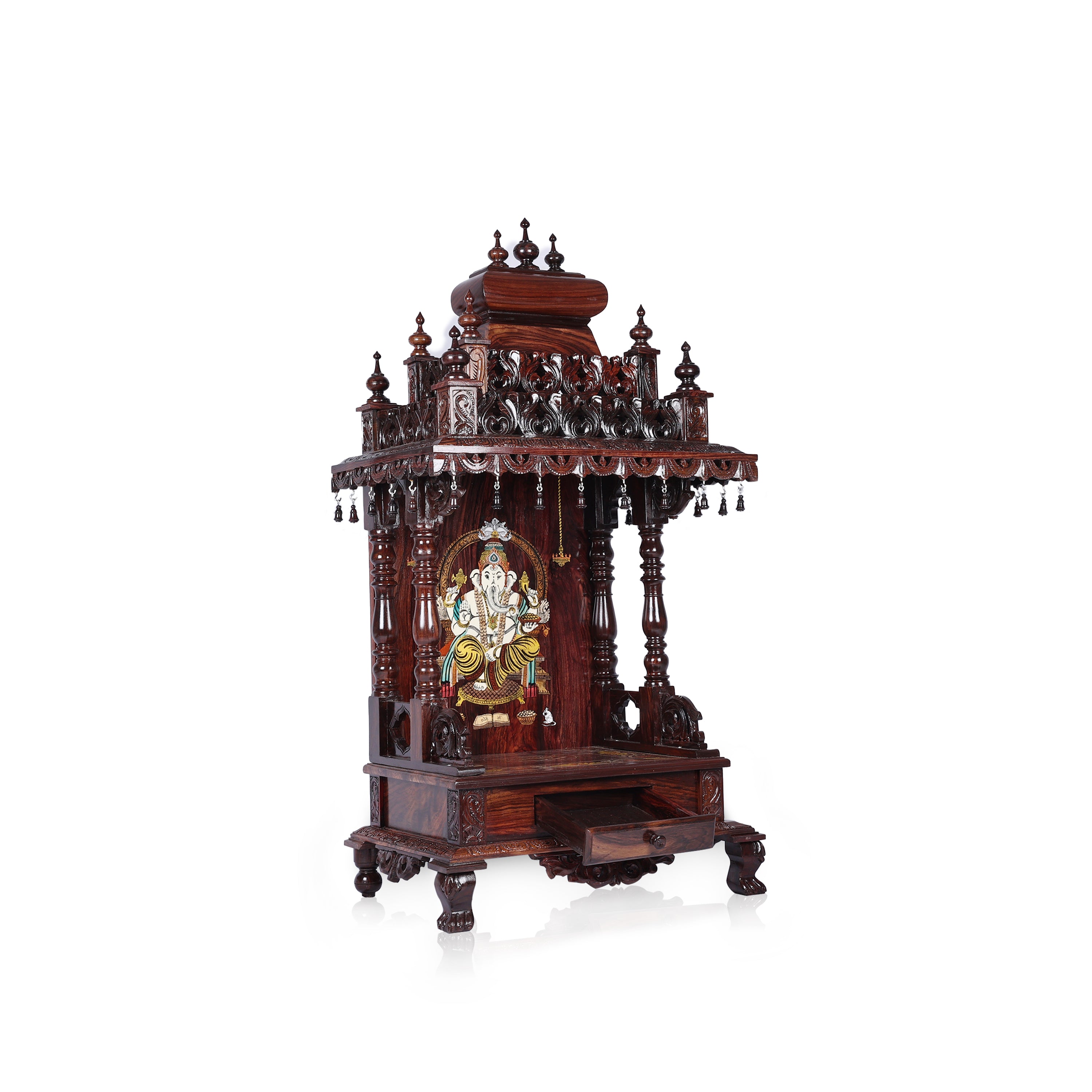 Chetana Rosewood Temple with Ganesha Inlayed with Tray