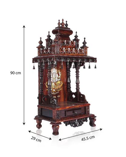 Satva Rosewood Temple with Ganesha Inlayed with Tray