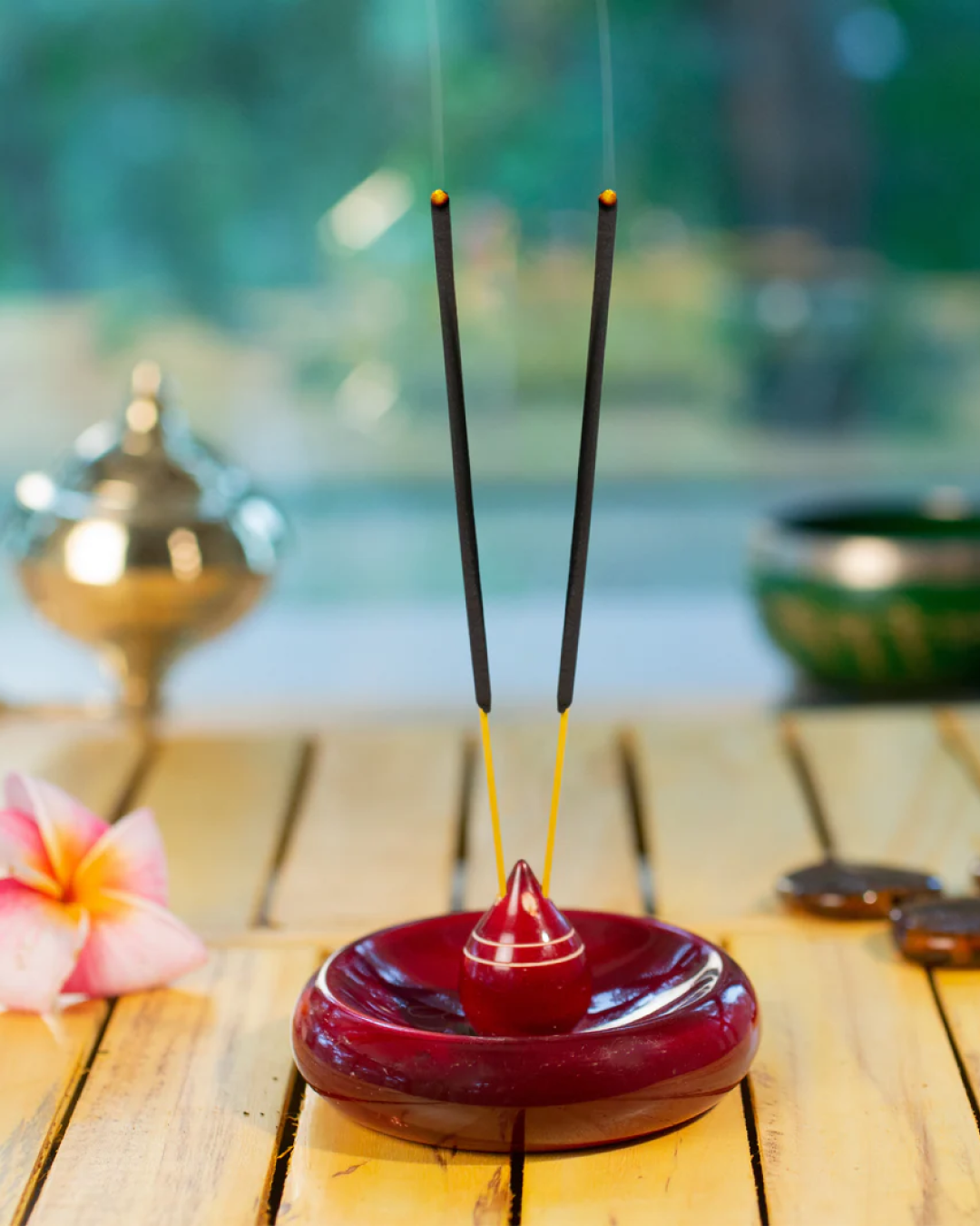 brown round incense holder