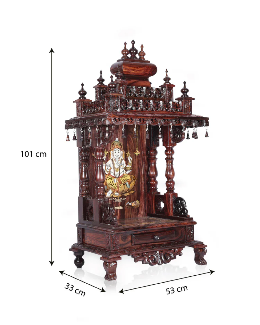 pavitra rosewood temple with ganesha inlayed with tray