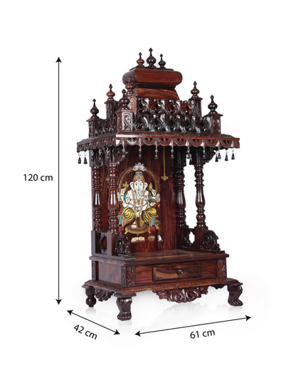 Chetana Rosewood Temple with Ganesha Inlayed with Tray