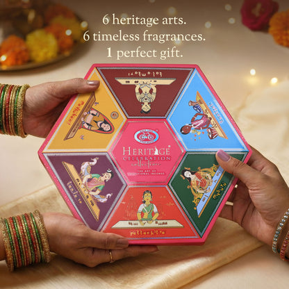 Heritage Celebration Collection – Signature Temple Incense Cones Inspired by 6 Indian Heritage Art Forms (72 Cones + Free Holder)