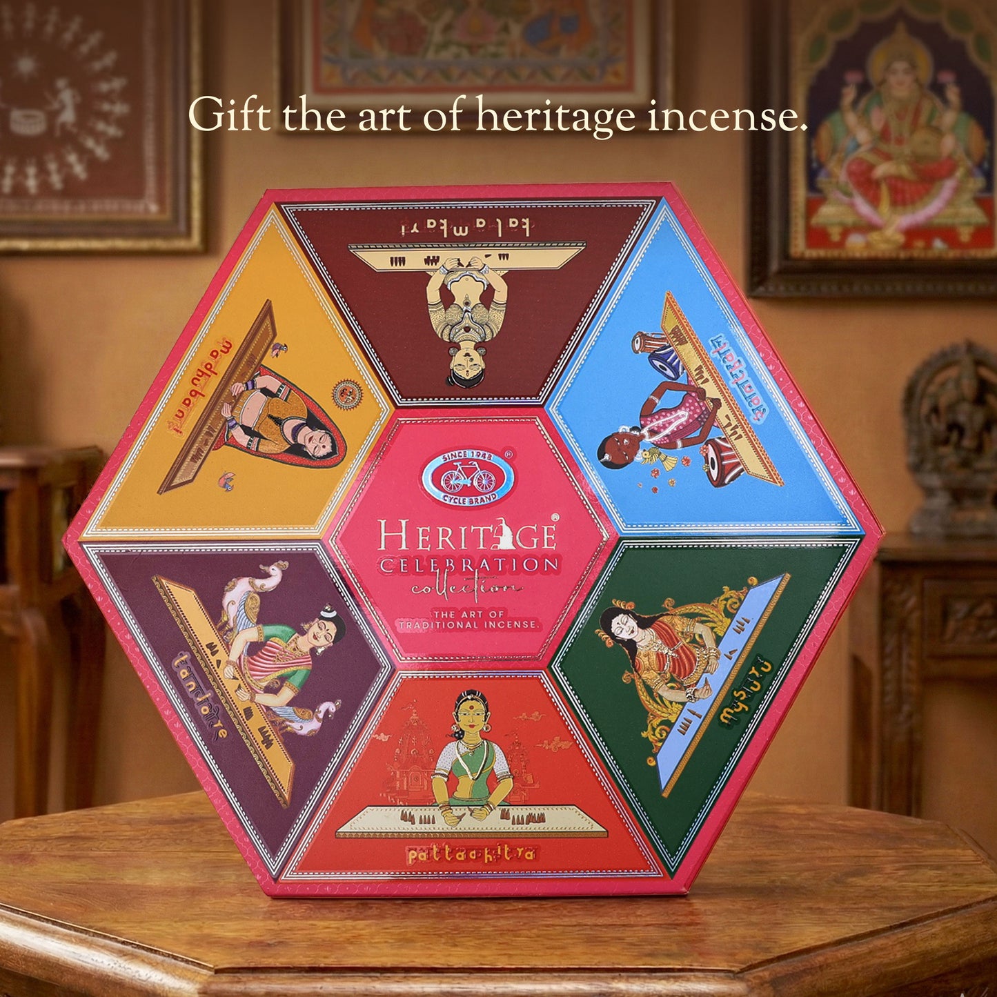heritage celebration collection – signature temple incense cones inspired by 6 indian heritage art forms (72 cones + free holder)