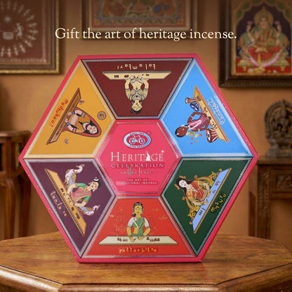 Heritage Celebration Collection – Signature Temple Incense Cones Inspired by 6 Indian Heritage Art Forms (72 Cones + Free Holder)