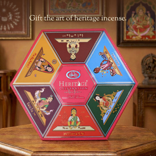 Heritage Celebration Collection – Signature Temple Incense Cones Inspired by 6 Indian Heritage Art Forms (72 Cones + Free Holder)