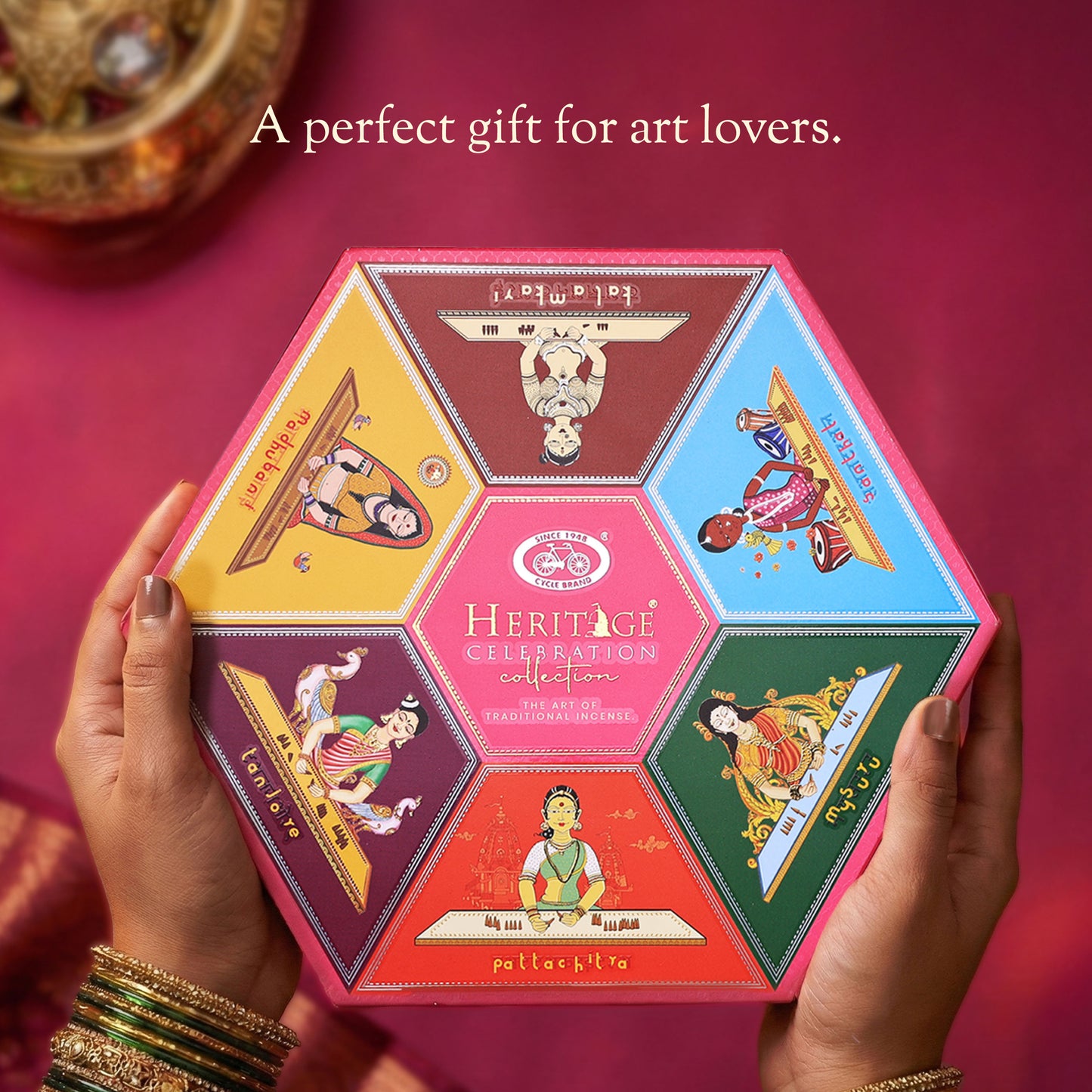 heritage celebration collection – signature temple incense cones inspired by 6 indian heritage art forms (72 cones + free holder)