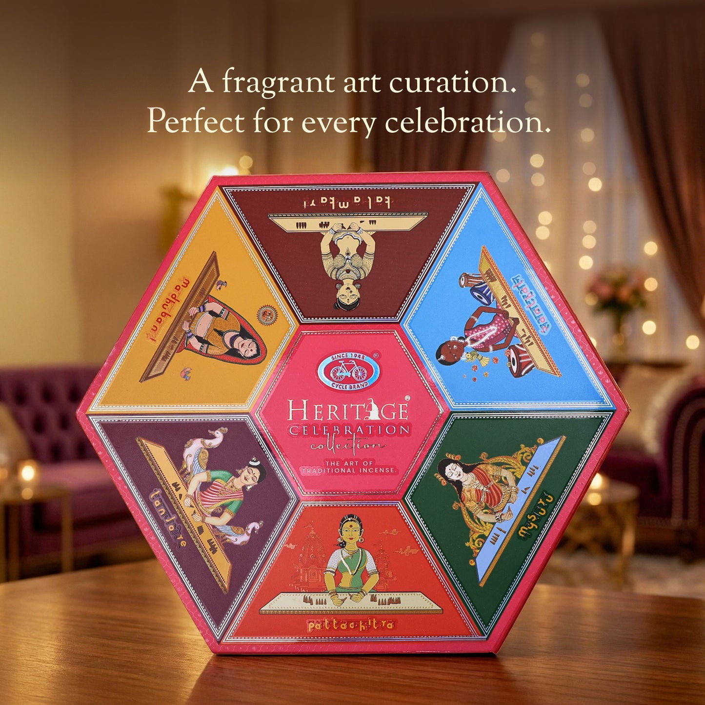 heritage celebration collection – signature temple incense cones inspired by 6 indian heritage art forms (72 cones + free holder)