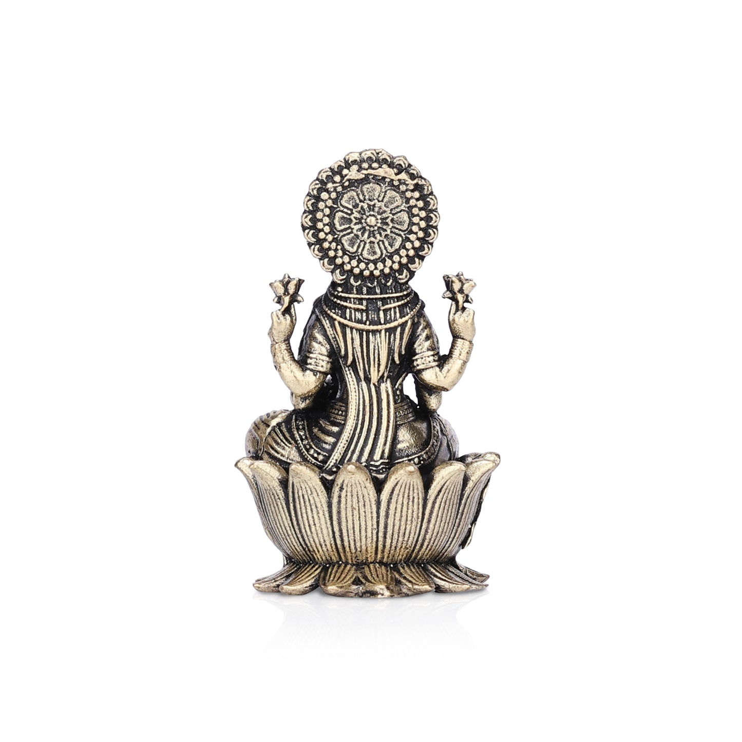 goddess dhanalakshmi on lotus brass idol (small)