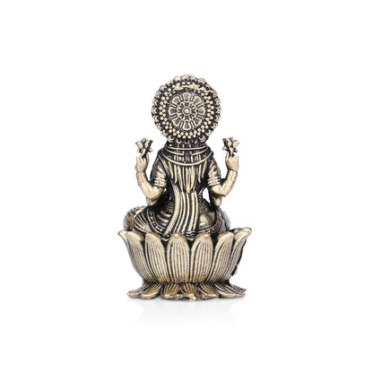 Goddess Dhanalakshmi On Lotus Brass Idol (Small)