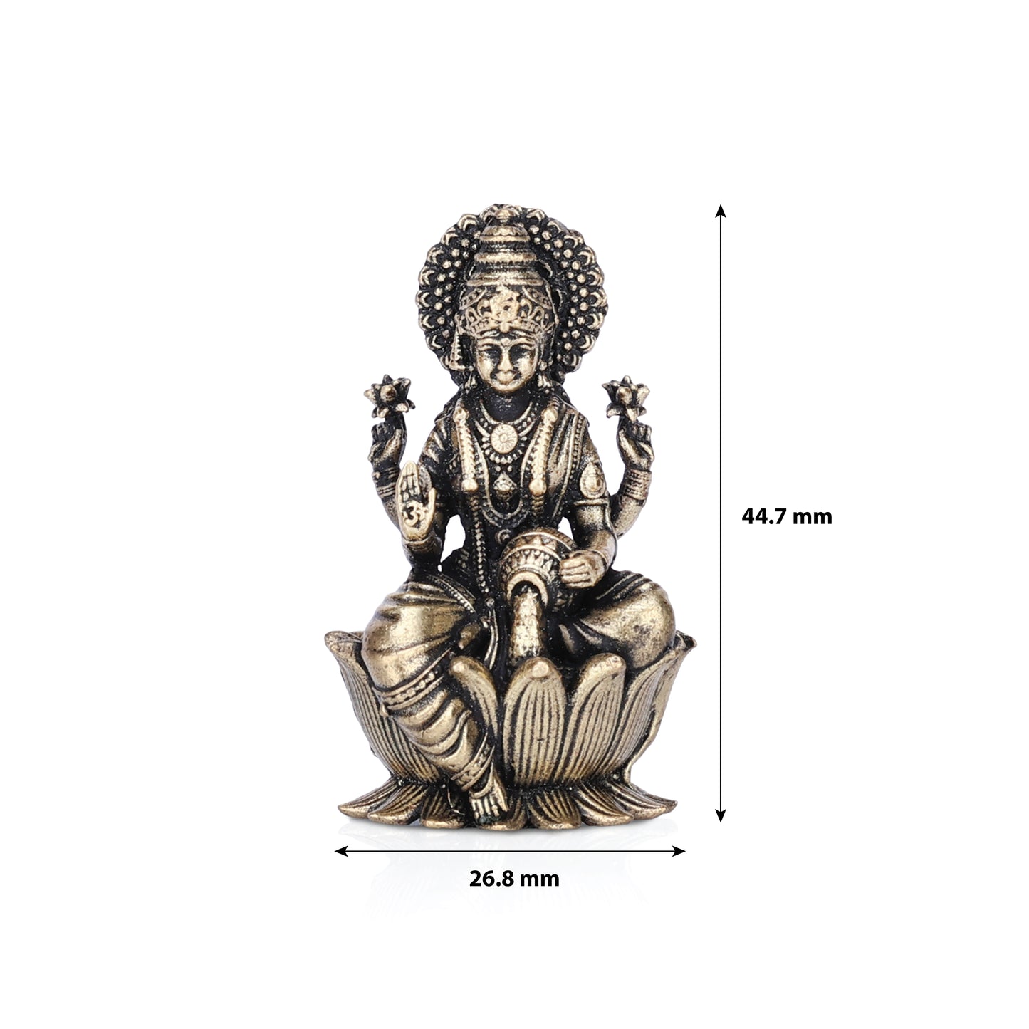 goddess dhanalakshmi on lotus brass idol (small)