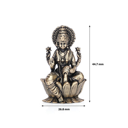 Goddess Dhanalakshmi On Lotus Brass Idol (Small)