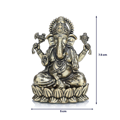 Lord Ganapati on Lotus with Modak Brass Idol