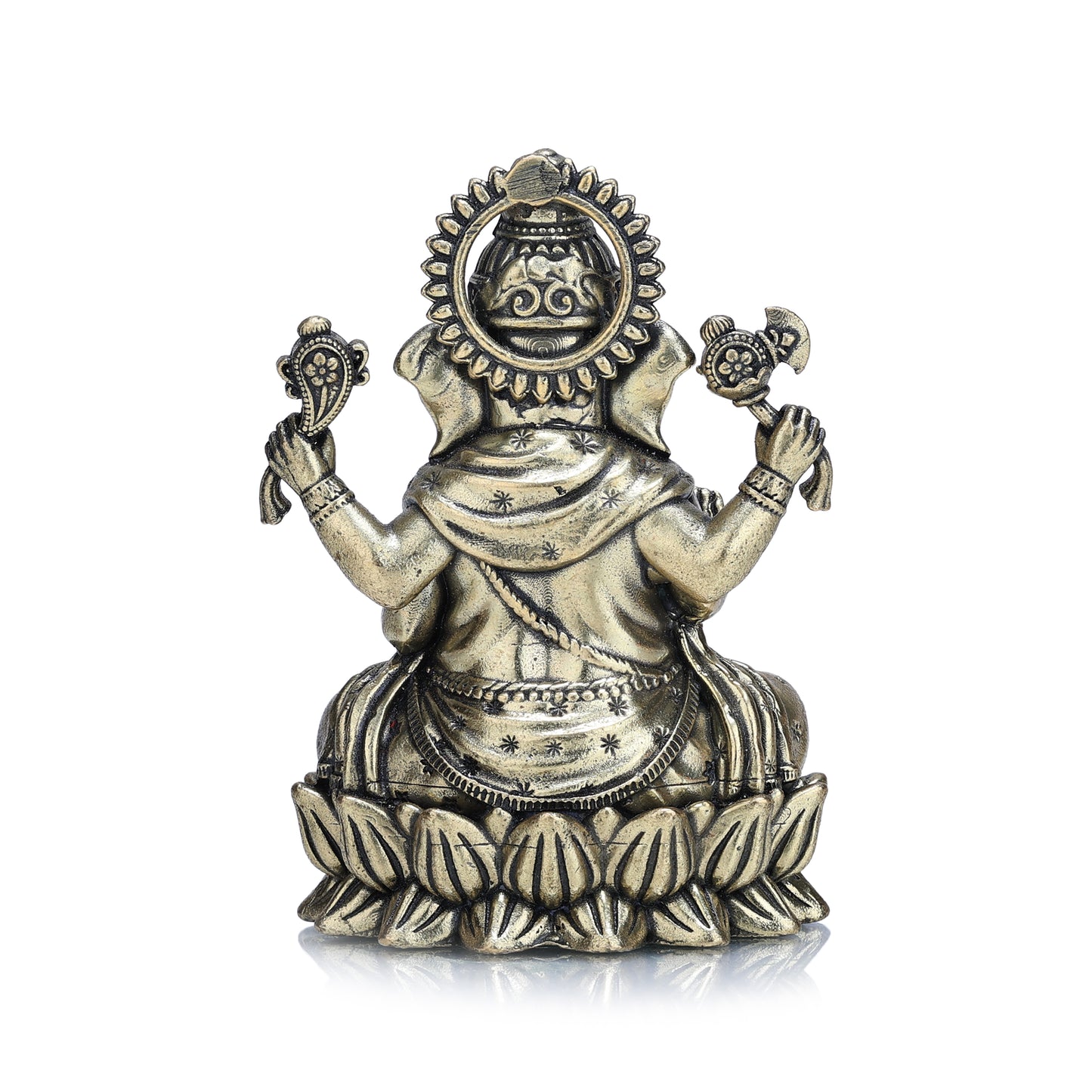 lord ganapati on lotus with modak brass idol