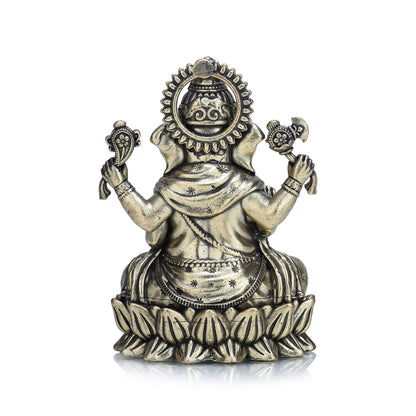 Lord Ganapati on Lotus with Modak Brass Idol
