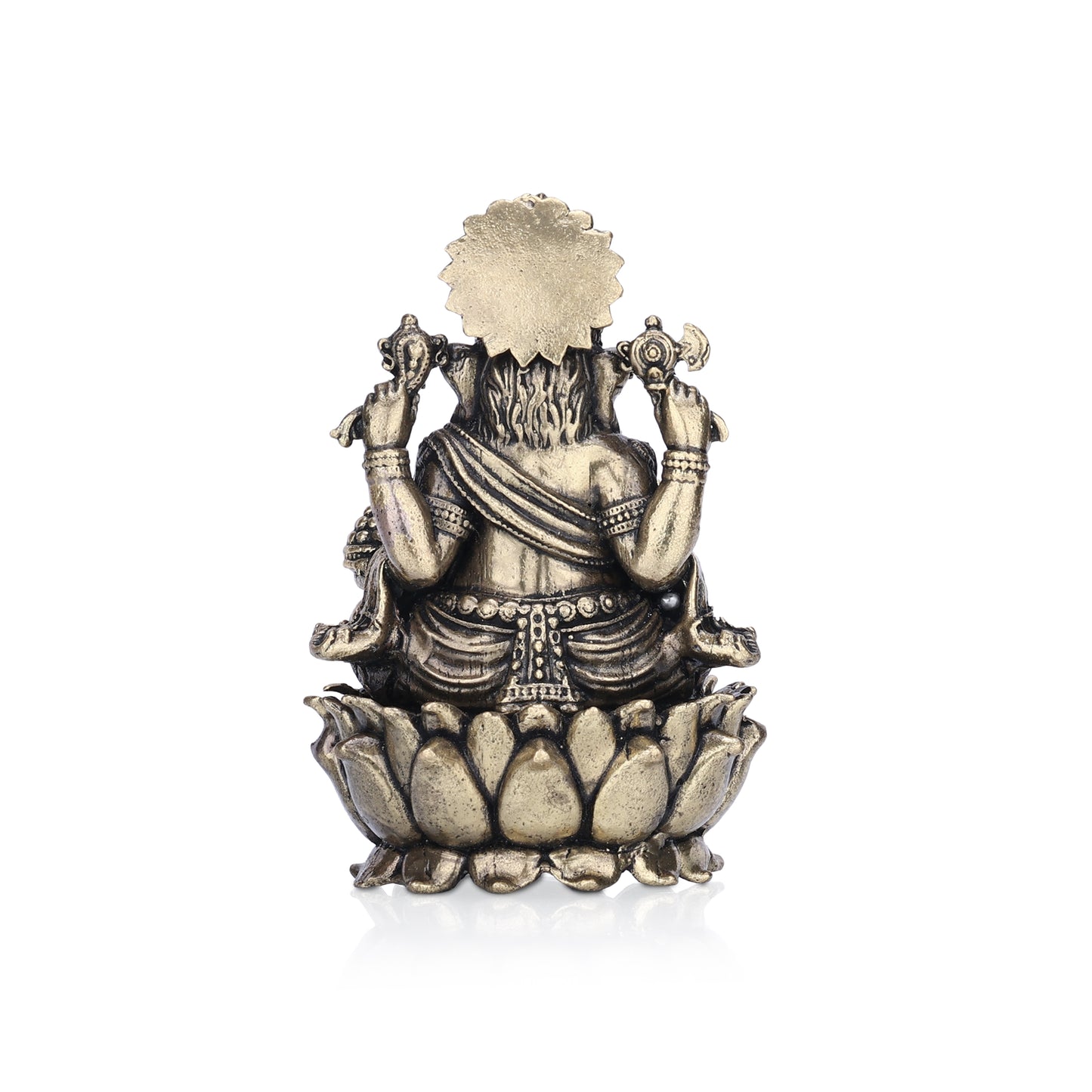 lord ganapati on lotus with laddu brass idol