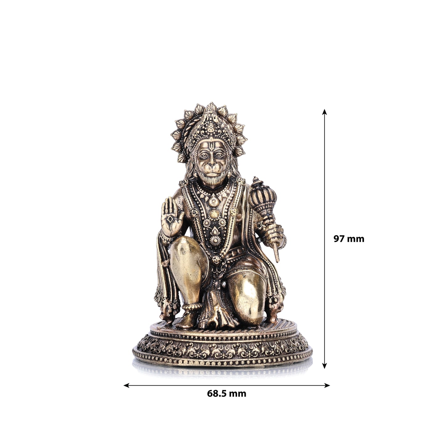 lord hanuman with gada brass idol