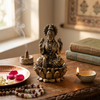 Goddess Dhanalakshmi on Lotus Brass Idol