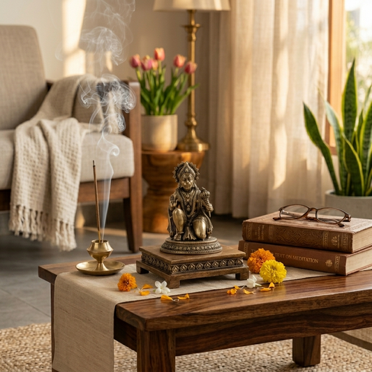 Lord Hanuman with Gada Brass Idol