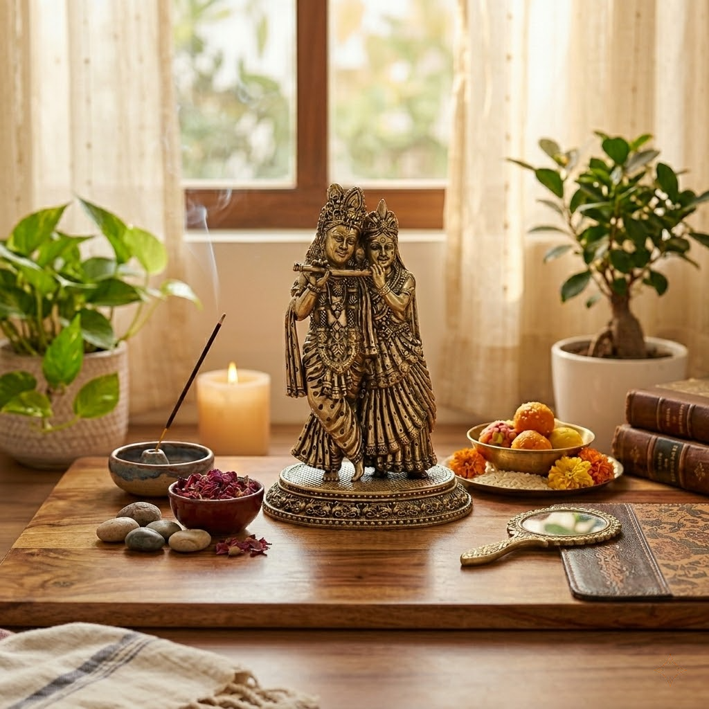 radha krishan brass idol