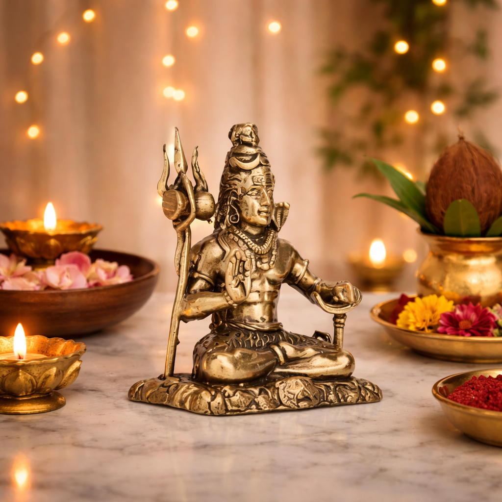 lord shiva brass idol