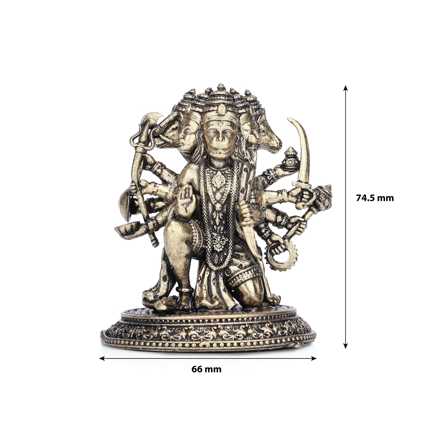 sri panchamukhi anjaneya brass idol