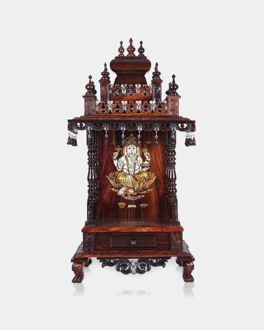 Satva Rosewood Temple with Ganesha Inlayed with Tray