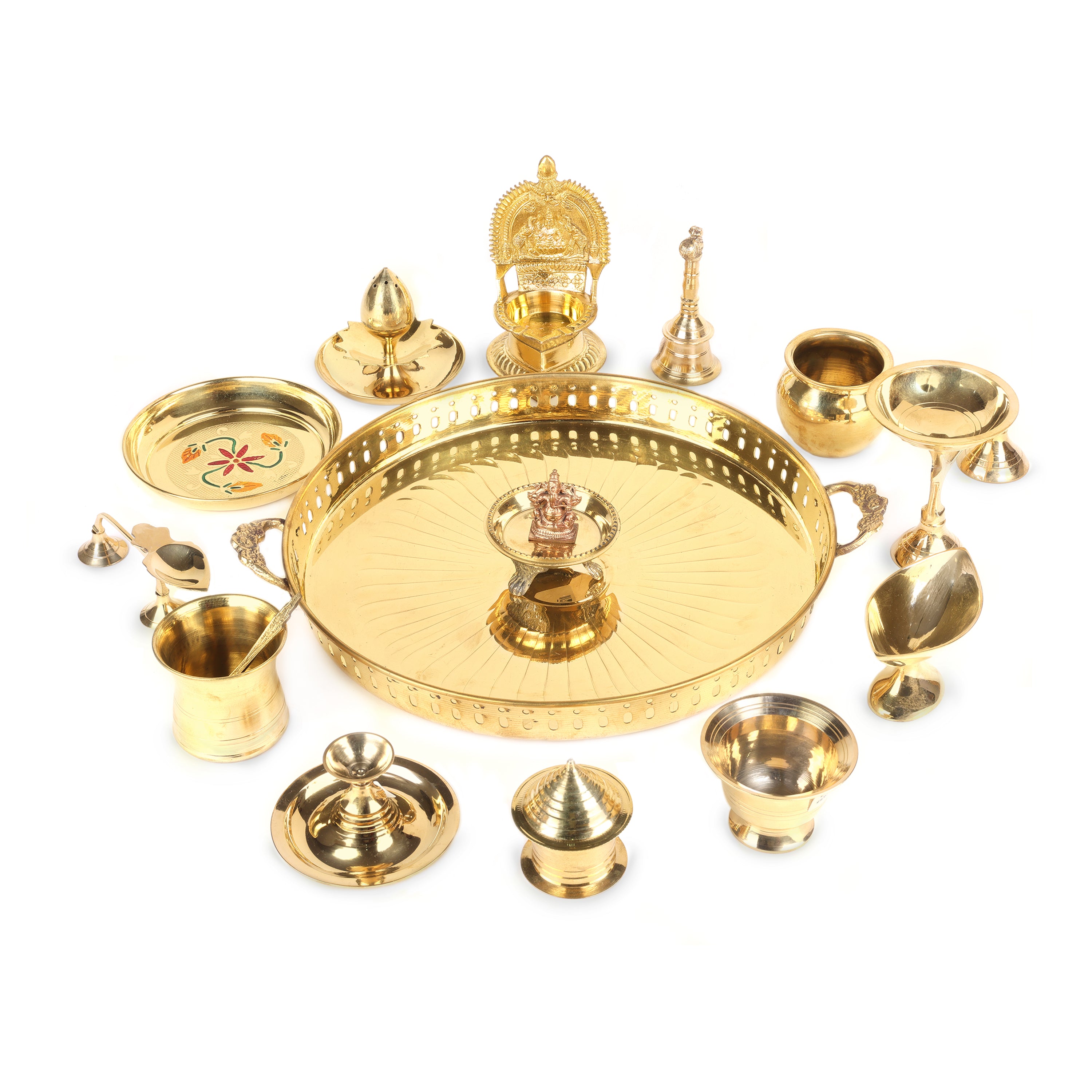 Brass Puja Thali Set Pujaroom Cycle in Brass Puja Thali Set Pujaroom Cycle in
